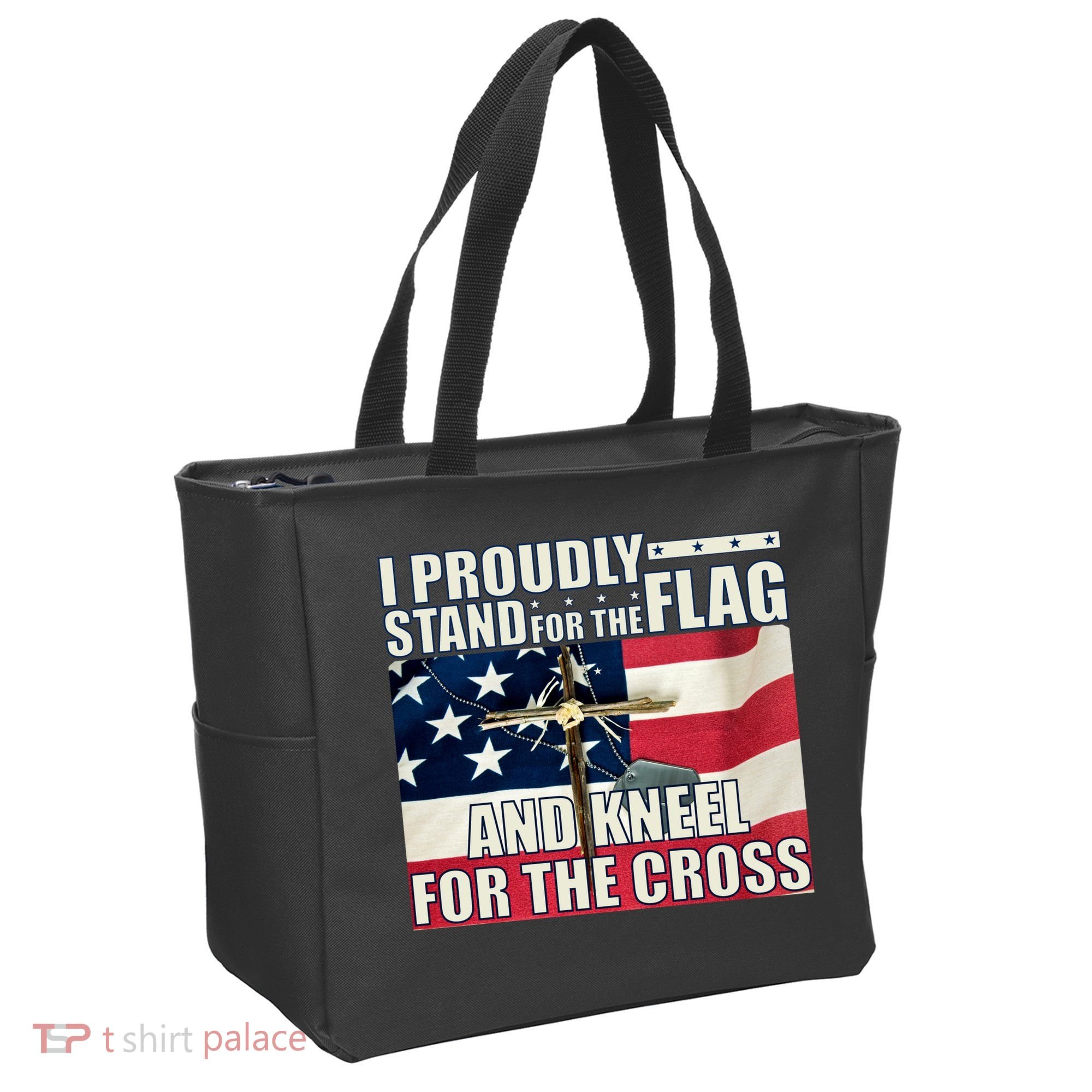 Proudly Stand For The Flag And Kneel For The Cross Tote Bag