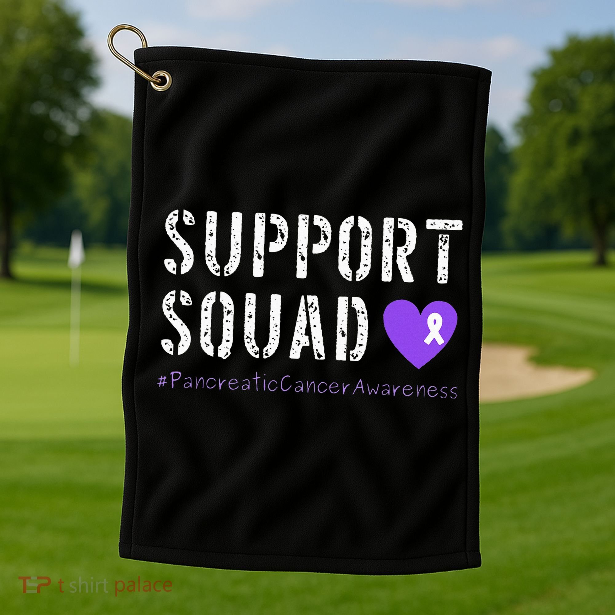 Purple Ribbon Pancreatic Cancer Awareness Golf Towel