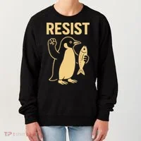 Penguin Resist Penguins Protest Against Tariffs Gift Women's Sweatshirt thumb 0