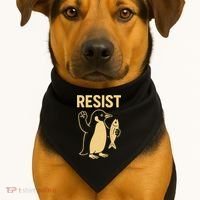 Penguin Resist Penguins Protest Against Tariffs Gift USA-Made Doggie Bandana thumb 1