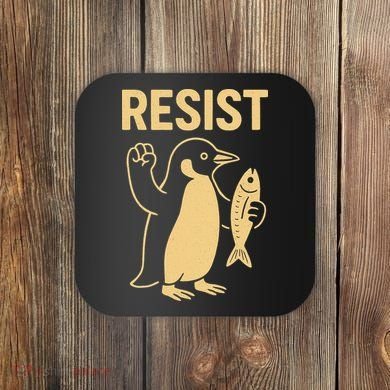 Penguin Resist Penguins Protest Against Tariffs Gift Coaster