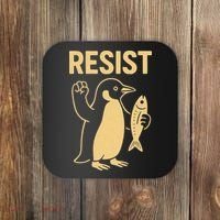 Penguin Resist Penguins Protest Against Tariffs Gift Coaster thumb 0