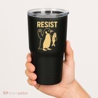 Penguin Resist Penguins Protest Against Tariffs Gift Tumbler thumb 2