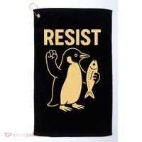 Penguin Resist Penguins Protest Against Tariffs Gift Golf Towel thumb 0