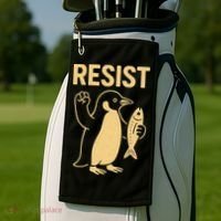 Penguin Resist Penguins Protest Against Tariffs Gift Golf Towel thumb 2