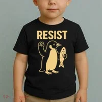 Penguin Resist Penguins Protest Against Tariffs Gift Toddler T-Shirt thumb 2