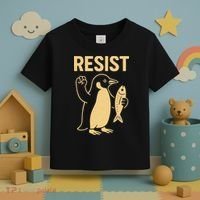 Penguin Resist Penguins Protest Against Tariffs Gift Toddler T-Shirt thumb 3