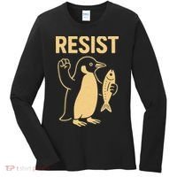 Penguin Resist Penguins Protest Against Tariffs Gift Women's Long Sleeve Shirt thumb 0