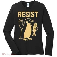 Penguin Resist Penguins Protest Against Tariffs Gift Women's Long Sleeve Shirt thumb 0