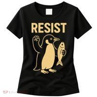 Penguin Resist Penguins Protest Against Tariffs Gift Women's T-Shirt thumb 0