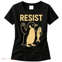 Penguin Resist Penguins Protest Against Tariffs Gift Women's T-Shirt thumb 0