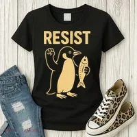 Penguin Resist Penguins Protest Against Tariffs Gift Women's T-Shirt thumb 3