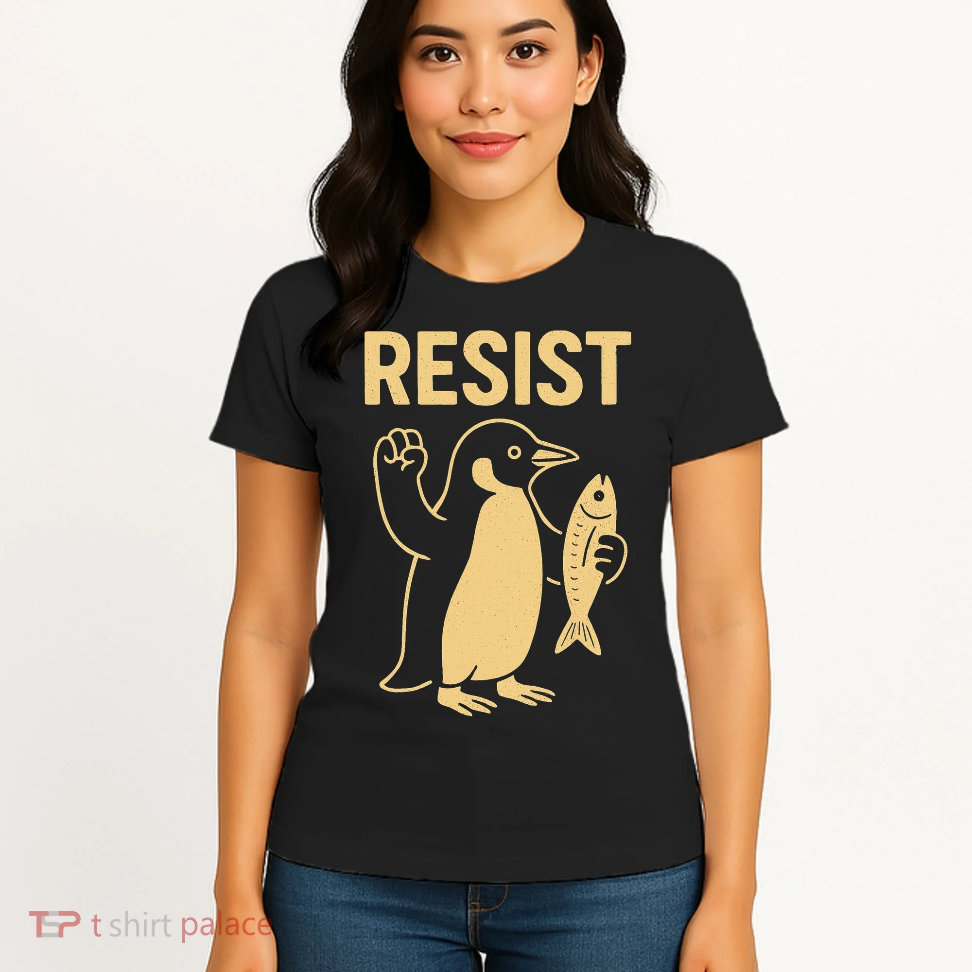 Penguin Resist Penguins Protest Against Tariffs Gift Women's T-Shirt