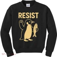 Penguin Resist Penguins Protest Against Tariffs Gift Kids Sweatshirt thumb 0