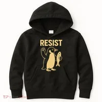 Penguin Resist Penguins Protest Against Tariffs Gift Kids Hoodie thumb 0