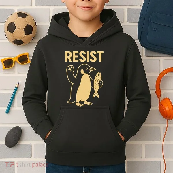 Penguin Resist Penguins Protest Against Tariffs Gift Kids Hoodie