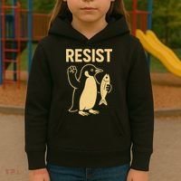 Penguin Resist Penguins Protest Against Tariffs Gift Kids Hoodie thumb 3