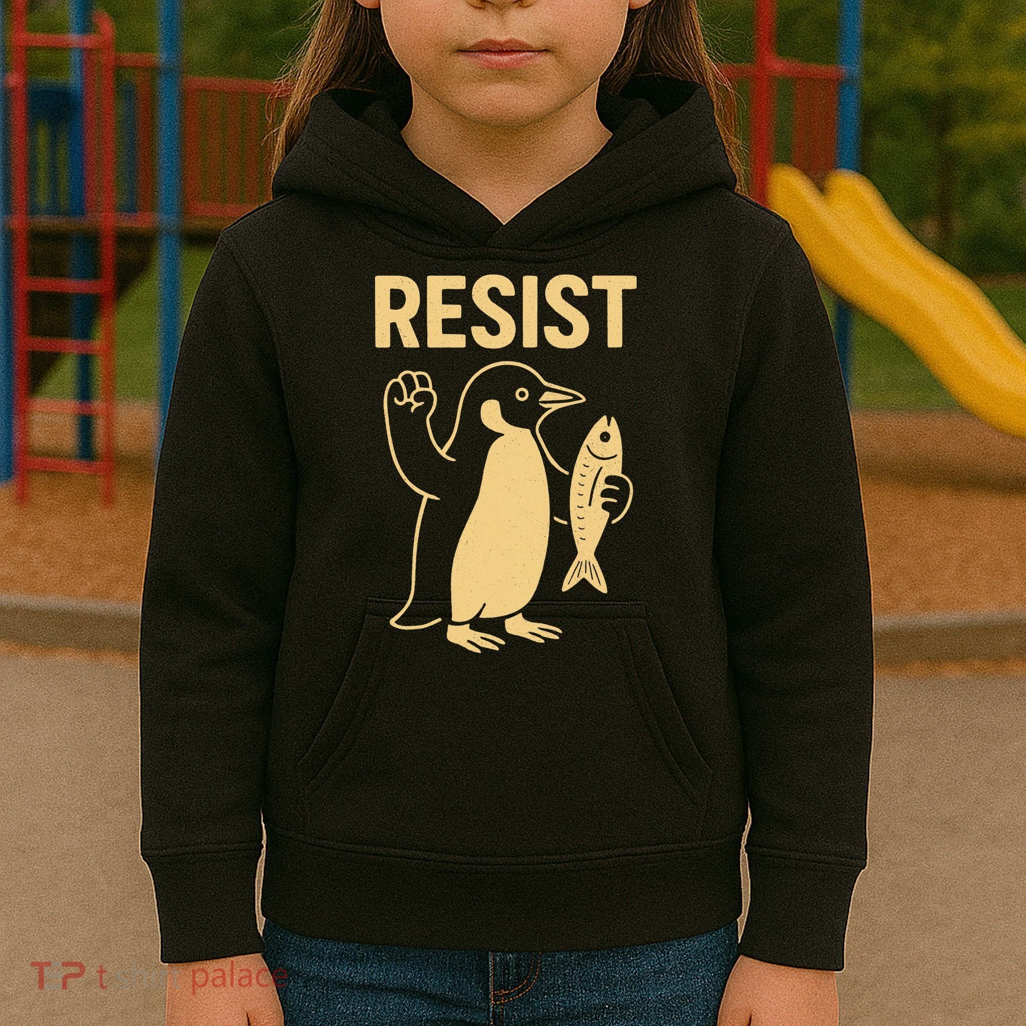 Penguin Resist Penguins Protest Against Tariffs Gift Kids Hoodie
