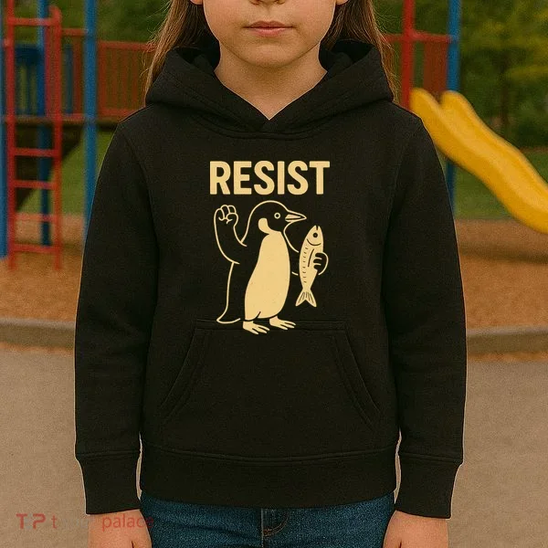 Penguin Resist Penguins Protest Against Tariffs Gift Kids Hoodie