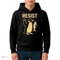 Penguin Resist Penguins Protest Against Tariffs Gift Kids Hoodie thumb 4