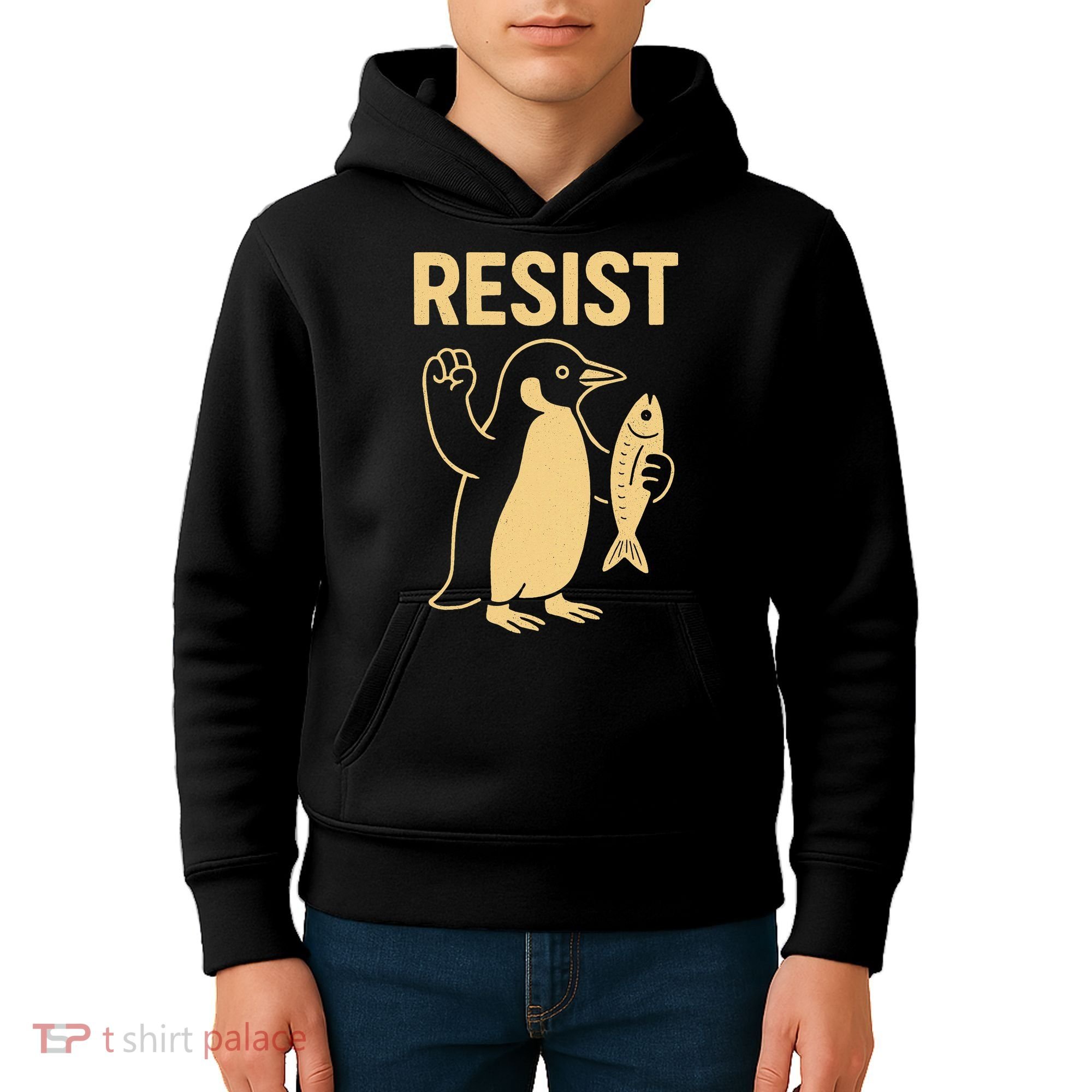 Penguin Resist Penguins Protest Against Tariffs Gift Kids Hoodie