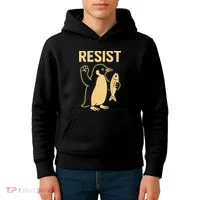 Penguin Resist Penguins Protest Against Tariffs Gift Kids Hoodie thumb 4