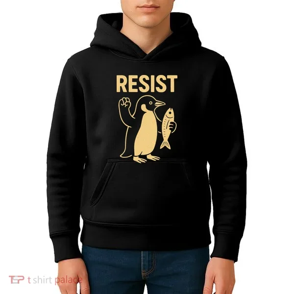 Penguin Resist Penguins Protest Against Tariffs Gift Kids Hoodie
