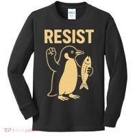Penguin Resist Penguins Protest Against Tariffs Gift Kids Long Sleeve Shirt thumb 0
