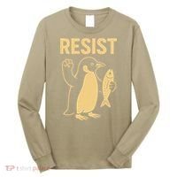 Penguin Resist Penguins Protest Against Tariffs Gift Long Sleeve Shirt thumb 0