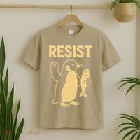 Penguin Resist Penguins Protest Against Tariffs Gift T-Shirt thumb 2