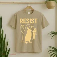 Penguin Resist Penguins Protest Against Tariffs Gift T-Shirt thumb 2