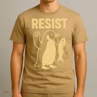 Penguin Resist Penguins Protest Against Tariffs Gift T-Shirt thumb 3