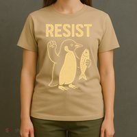 Penguin Resist Penguins Protest Against Tariffs Gift T-Shirt thumb 4