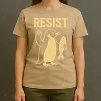 Penguin Resist Penguins Protest Against Tariffs Gift T-Shirt thumb 4