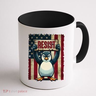 Penguin Resist Penguins Protest Against Tariffs Coffee Mug back