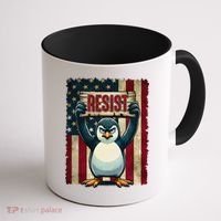 Penguin Resist Penguins Protest Against Tariffs Coffee Mug thumb 1