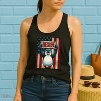 Penguin Resist Penguins Protest Against Tariffs Women's Tank Top thumb 2