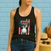 Penguin Resist Penguins Protest Against Tariffs Women's Tank Top thumb 2