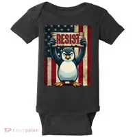 Penguin Resist Penguins Protest Against Tariffs Baby Bodysuit thumb 0
