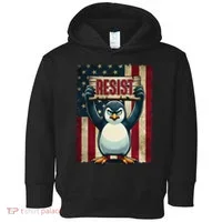 Penguin Resist Penguins Protest Against Tariffs Toddler Hoodie thumb 0