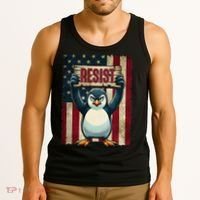 Penguin Resist Penguins Protest Against Tariffs Tank Top thumb 3