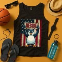 Penguin Resist Penguins Protest Against Tariffs Tank Top thumb 4