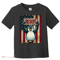 Penguin Resist Penguins Protest Against Tariffs Toddler T-Shirt thumb 0