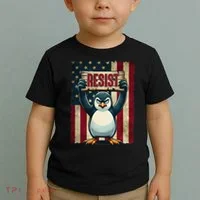 Penguin Resist Penguins Protest Against Tariffs Toddler T-Shirt thumb 2