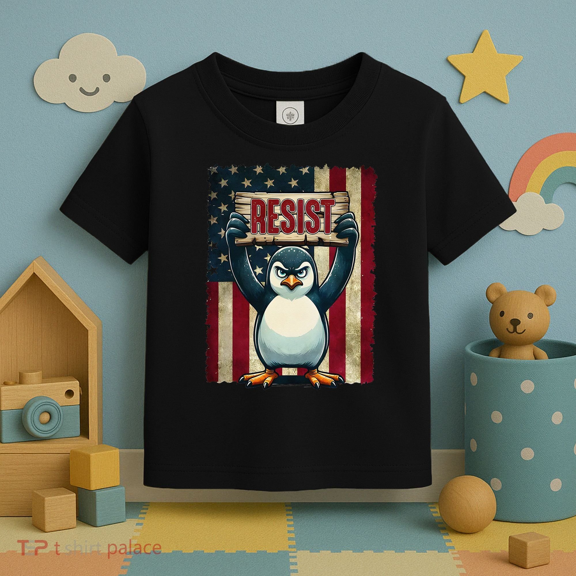 Penguin Resist Penguins Protest Against Tariffs Toddler T-Shirt