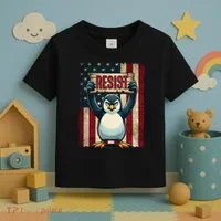 Penguin Resist Penguins Protest Against Tariffs Toddler T-Shirt thumb 3