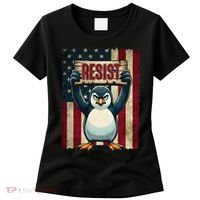 Penguin Resist Penguins Protest Against Tariffs Women's T-Shirt thumb 0