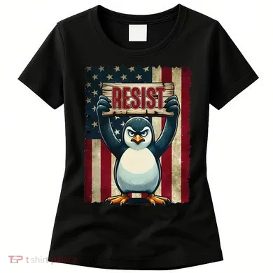 Penguin Resist Penguins Protest Against Tariffs Women's T-Shirt