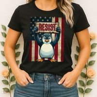 Penguin Resist Penguins Protest Against Tariffs Women's T-Shirt thumb 2