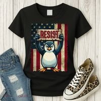 Penguin Resist Penguins Protest Against Tariffs Women's T-Shirt thumb 3